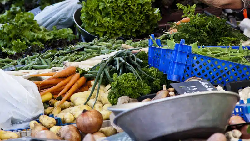 La Croix Rousse outdoor farmers' market in Lyon